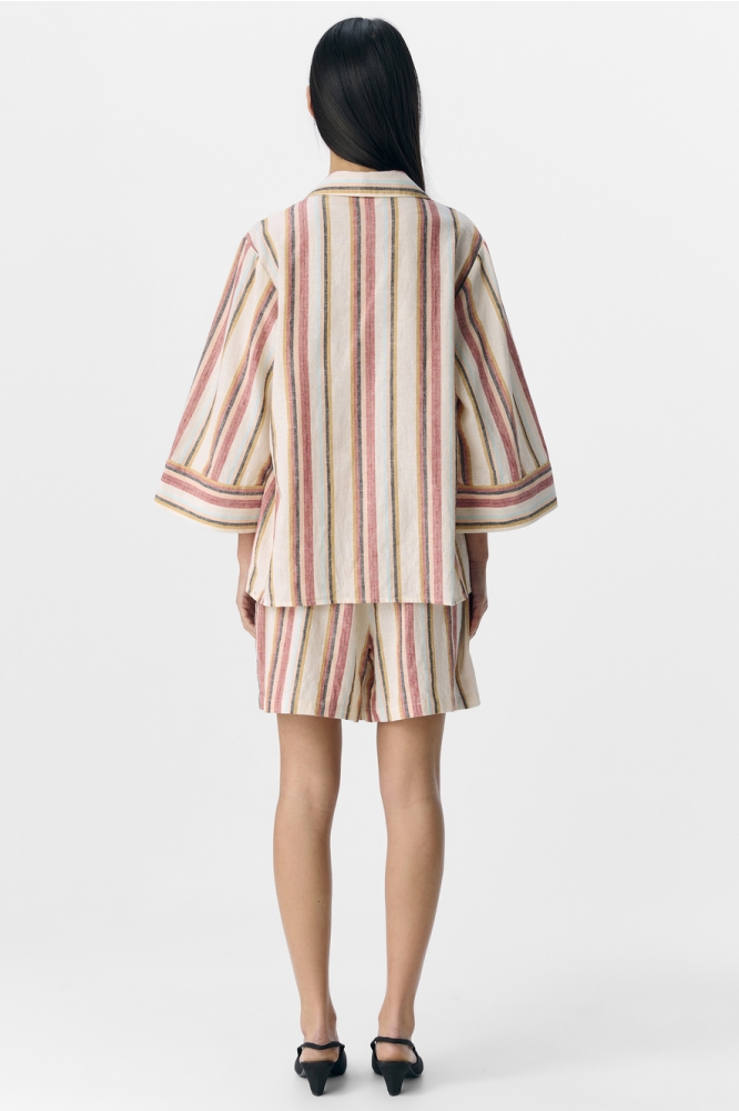 OBJKAREN LO 3/4 FLARED SHIRT 139 23046853 SANDSHELL/MULTI